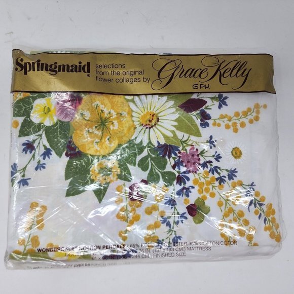 VTG Springmaid Grace Kelly "Fiona" Floral Double Flat Sheet Rare Made In USA New - Picture 7 of 7